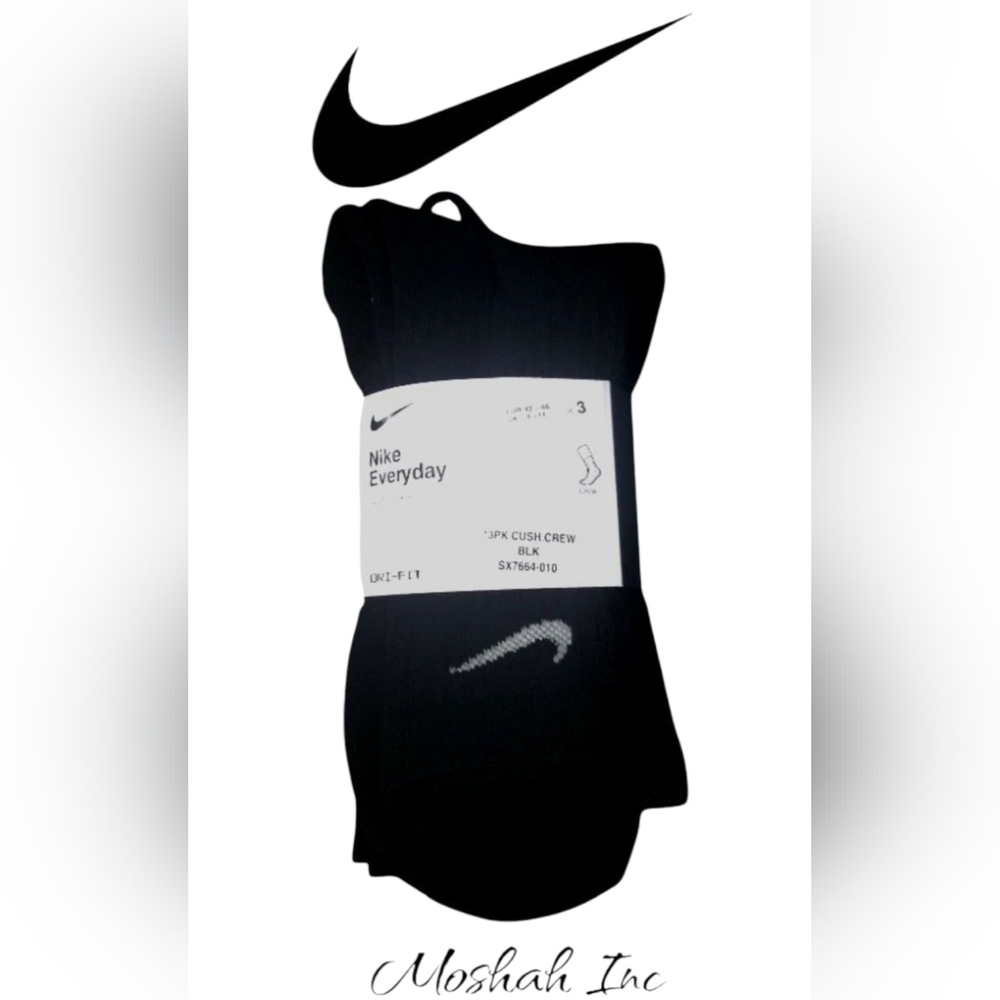 Nike Everyday 3-Pack Black Large Cush.Crew